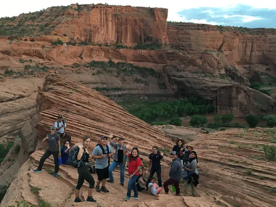 Students Hiking 