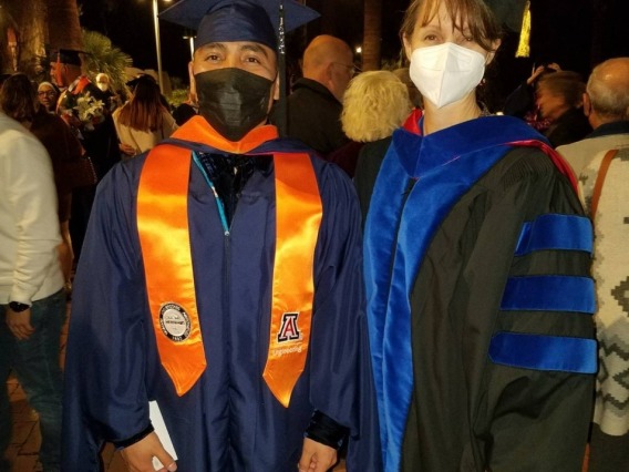 Manuelito Chief and Kelly Simmons-Potter at the 2021 commencement for The University of Arizona.