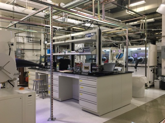 Photo of the inside of the Ratcliff Laboratory with science tables and research equipment