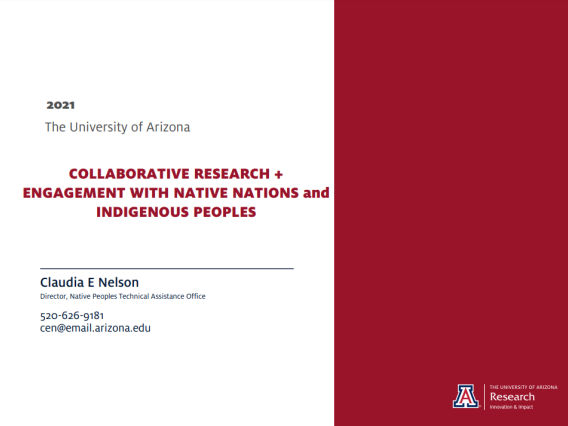 Screenshot of cover page for Overview of Research and Engagement with Native American Tribes document