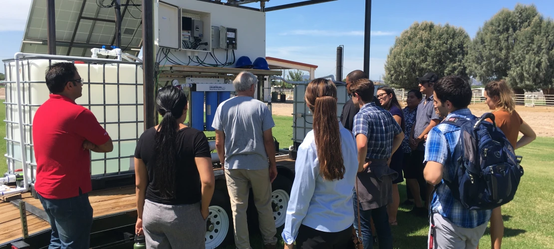 Team with community sized solar nanofiltration unit