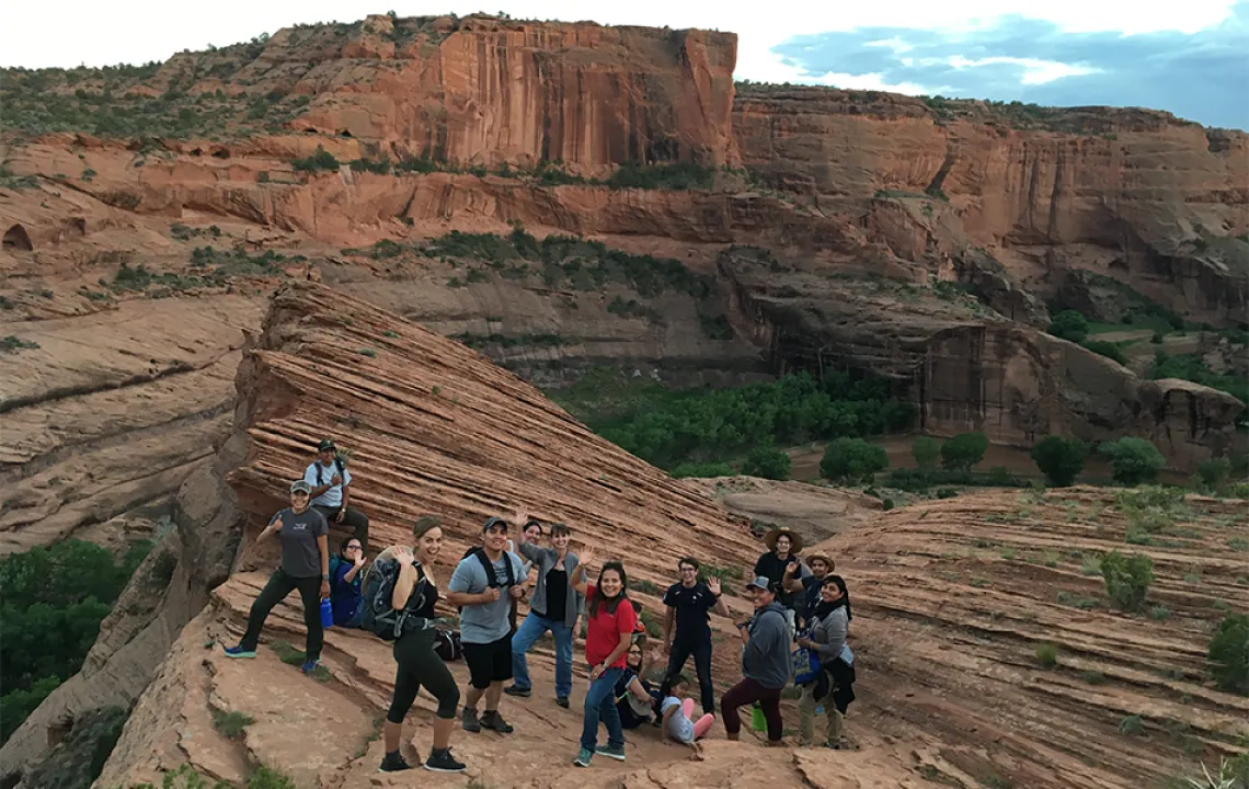 Students Hiking 