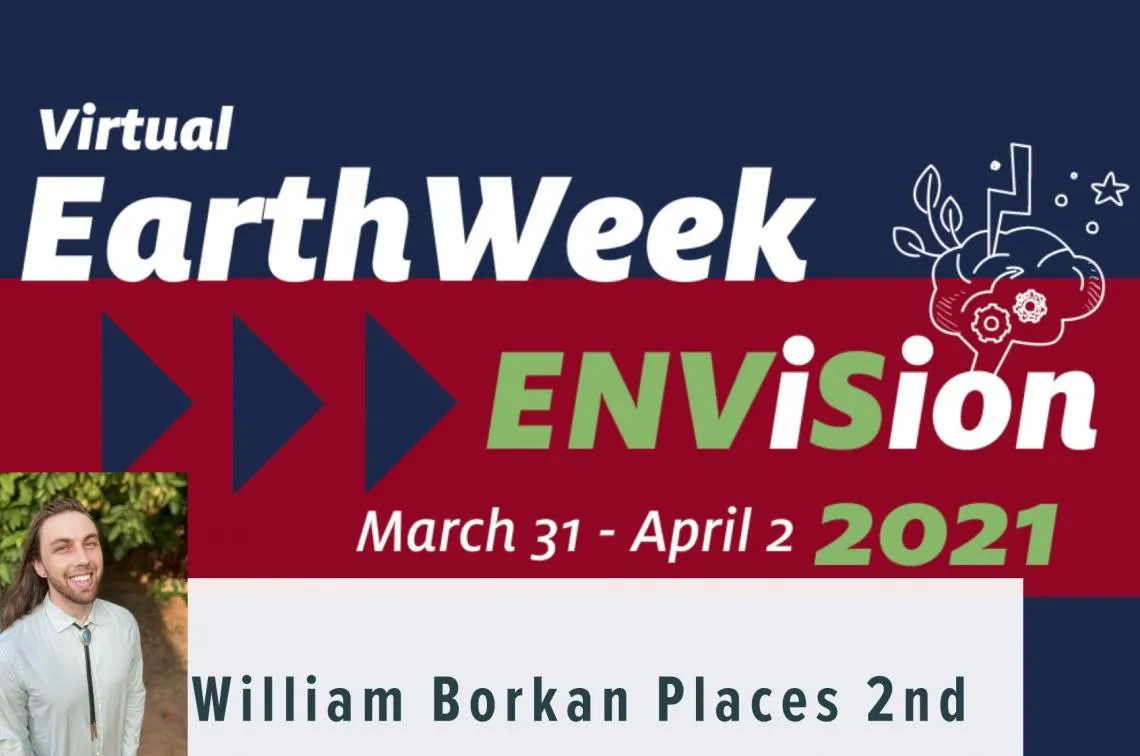 Illustrated flyer for EarthWeek ENViSion reads: William Borkan Places 2nd