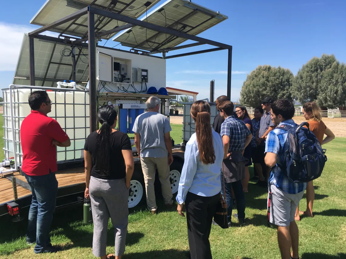 Team with community sized solar nanofiltration unit