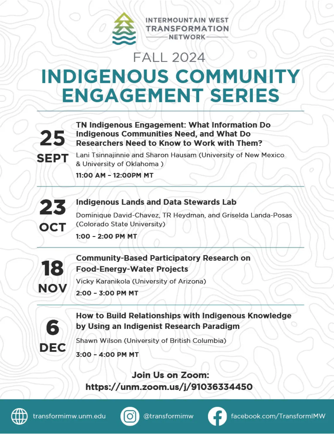 Fall 2024 Indigenous Community Engagement Speaker Series