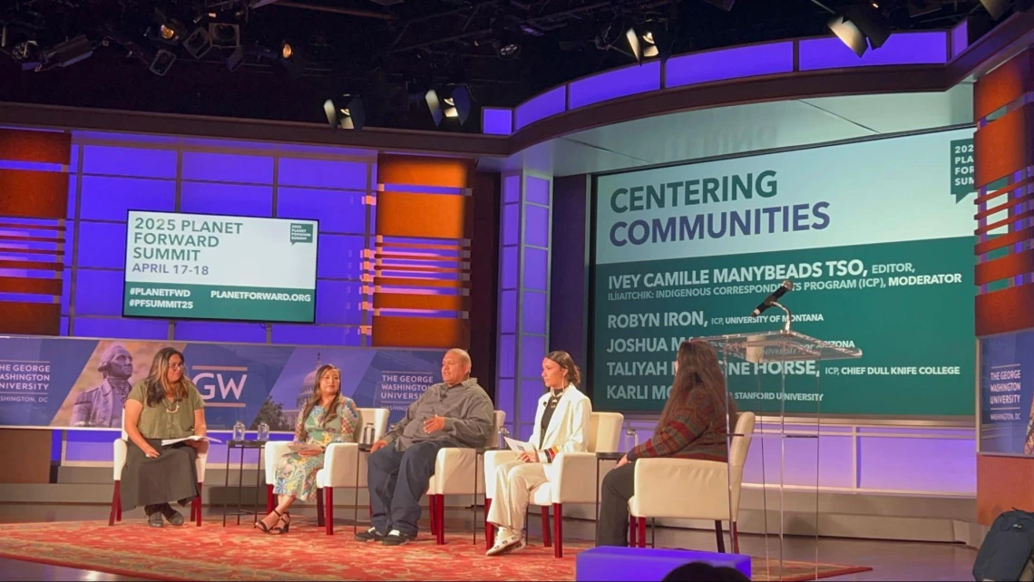 Panelists on stage at the 2025 Planet Forward Summit.